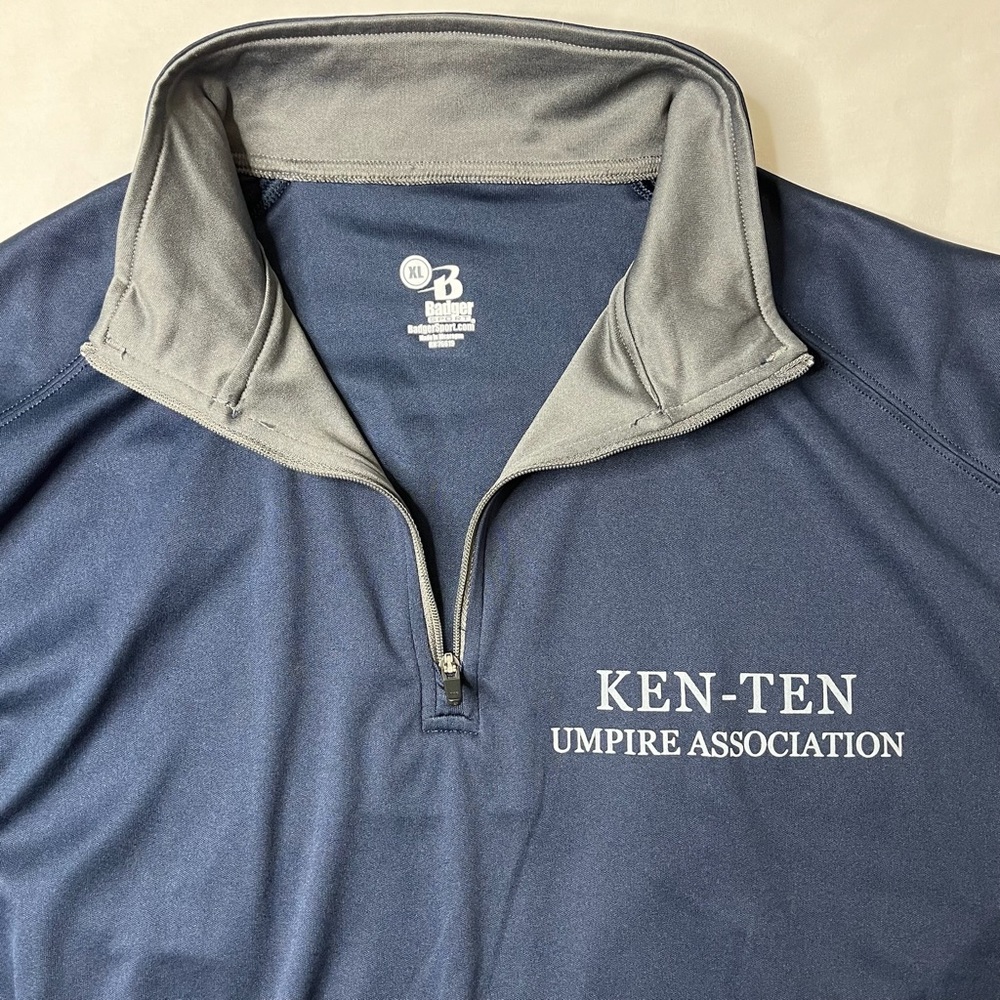 ⚾️🥎Badger Brand Ken-Ten Umpire Association Navy Blue Quarter Zip Pullover. XL